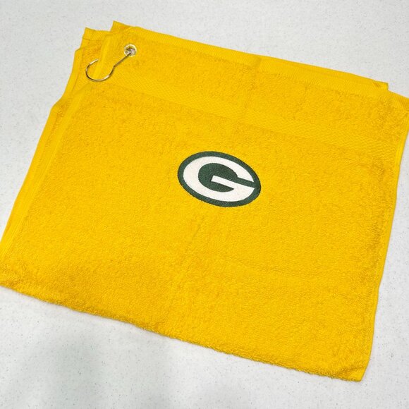 Green Bay Packers Golf Towel Embroidered Hand Towel Green Gold Sports Football - Picture 2 of 6